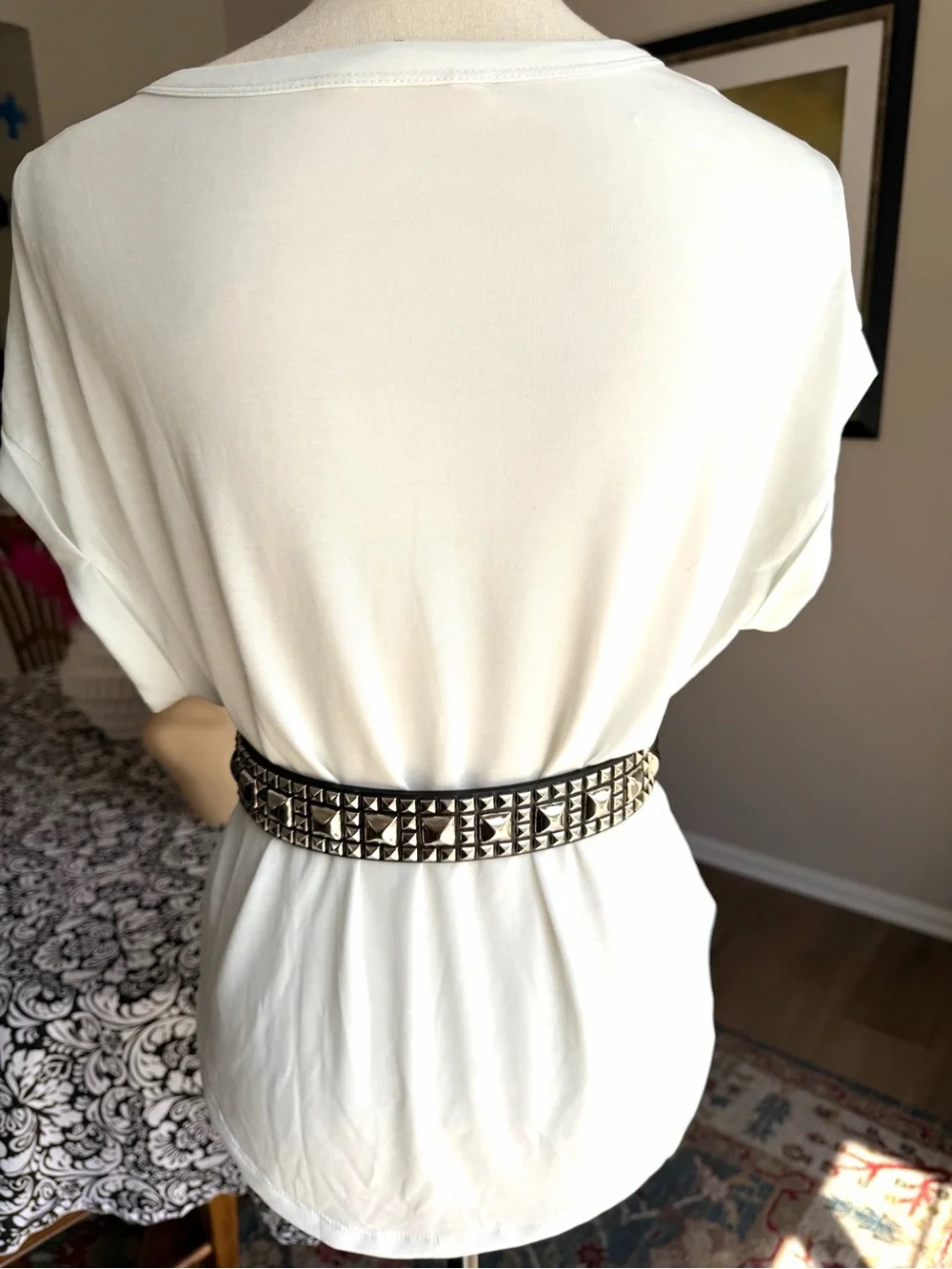 Hot Topic Multi Pyramid Stud Black Belt Silver Tone Studs Size XS NWT Y2K Punk